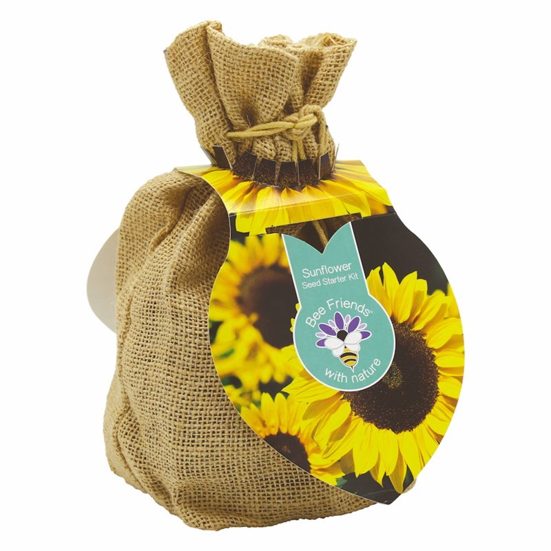 Bee Friends Jute Bag Seed Starter Kit Sunflower (018393)