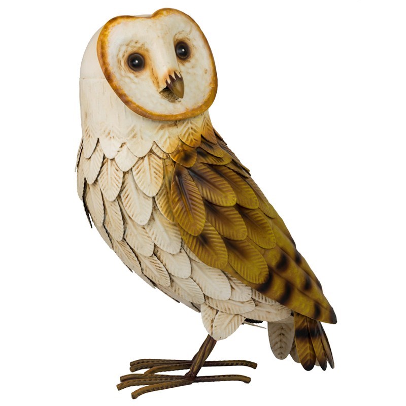 Fountasia Barn Owl With Wings Closed Garden Ornament 97034