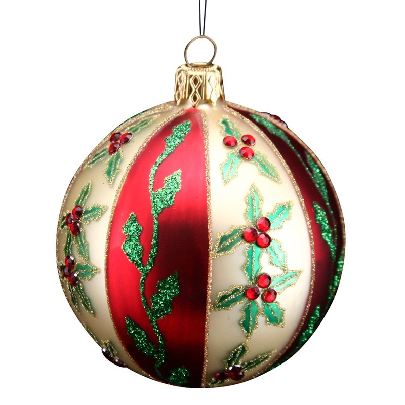 Gisela Graham Christmas Red Gold Nostalgia Holly Bauble