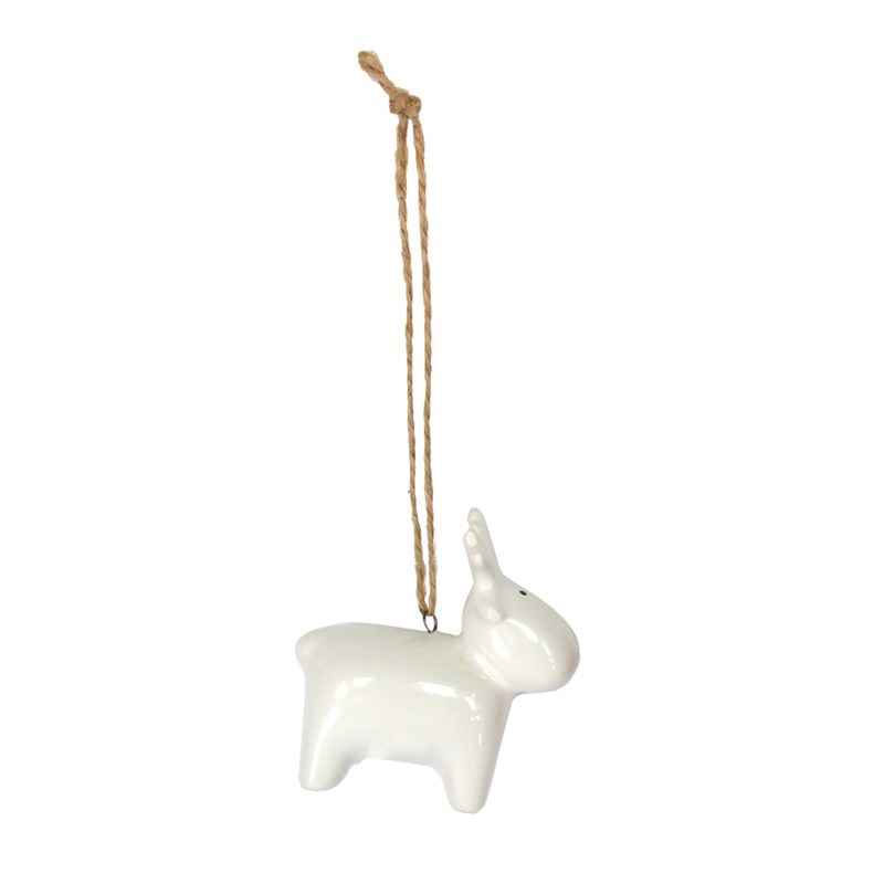 Gisela Graham Blanc 12 cm Deer Hanging Décoration de Noël