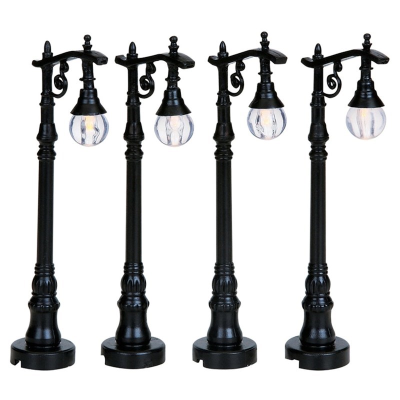Lemax Village Antique Street Lamps Set Of 4 Battery Default Image