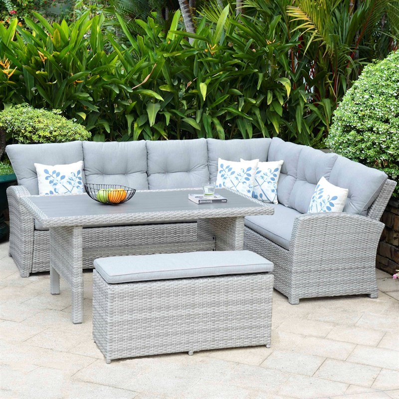 Lifestyle Garden Aruba Lite Rectangle Outdoor Furniture Corner Casual Dining Set