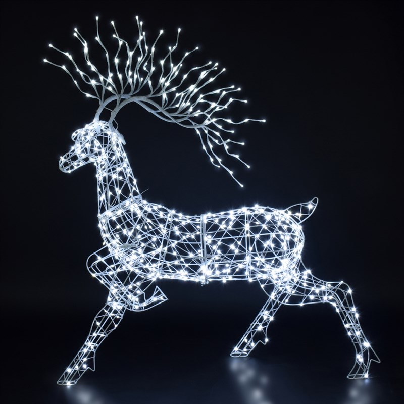 Noma 1.4m White Flexi Woburn Stag With Branch Antlers Christmas Light Up Decoration (2525006)