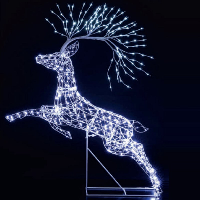 Noma 1.5m White Flexi Richmond Leaping Stag Christmas Light Up Decoration (2525009)