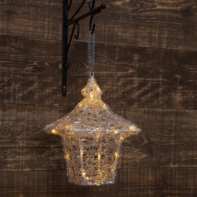 Noma Hanging Acrylic Lantern With 80 Twinkle Leds Christmas Lights 5617012