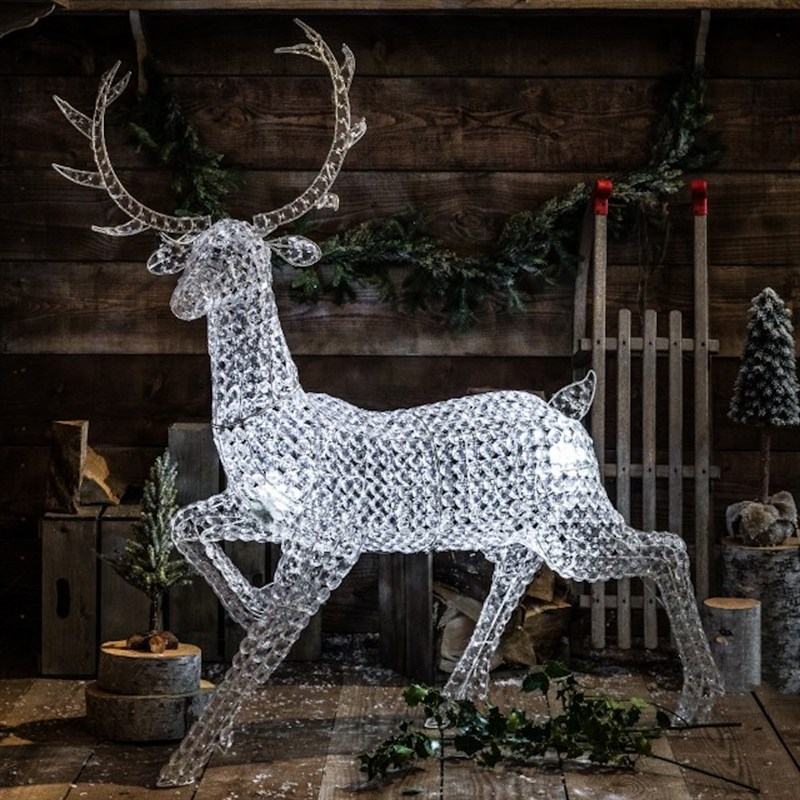 Noma Northern Lights Jewelled Christmas Stag Light Up Decoration With White Disco Light 2517046w