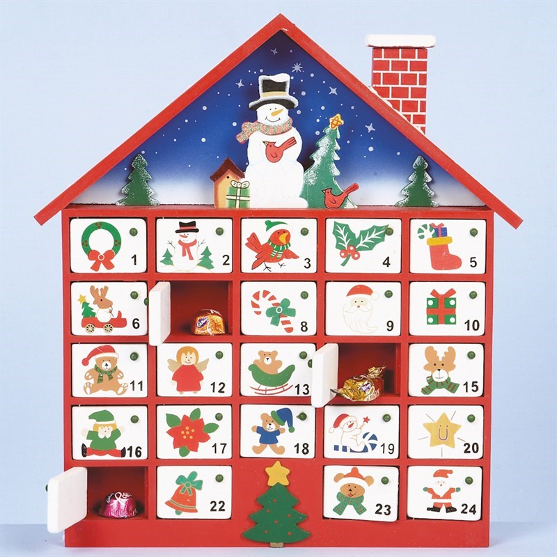 Premier Wood Christmas Advent Calendar House With 24 Doors 40cm Mo04676
