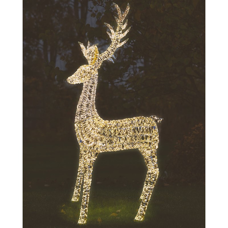 Three Kings 270cm Gold Twist Light Up Christmas Stag Decoration (2506081)