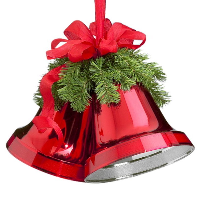 Weiste Double Christmas Bells With Bow Branches Green Red