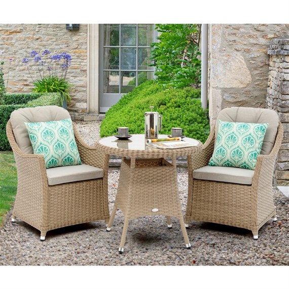 Bramblecrest Hampshire Walnut 2 Seat Round Bistro Outdoor Garden Furniture Set