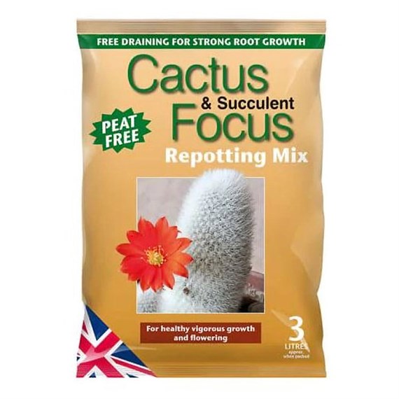 Growth Technology Cactus & Succulent Focus Repotting Mix Peat Free 3l (MDCAF3)