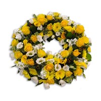 With Sympathy Flowers - Yellow and White Loose Wreath