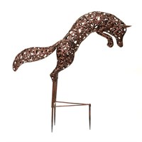 Creekwood Leaping Fox Sculpture Bronze 100x99cm (43267)