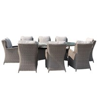 Sunnii Lifestyle Santorini Beige 8 Seat Oval Outdoor Garden Furniture Dining Set
