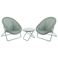 TOBS Faux Rattan Folding Outdoor Garden Furniture Lounge Set in Green (24505)