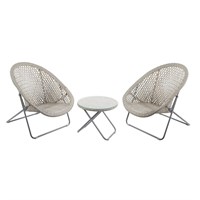 TOBS Faux Rattan Folding Outdoor Garden Furniture Lounge Set in Natural (23936)
