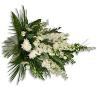 With Sympathy Flowers - White Tied Sheaf - 2ft